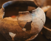 old clay jug with cracks