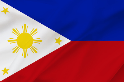 Large Philippines flag waving in the wind